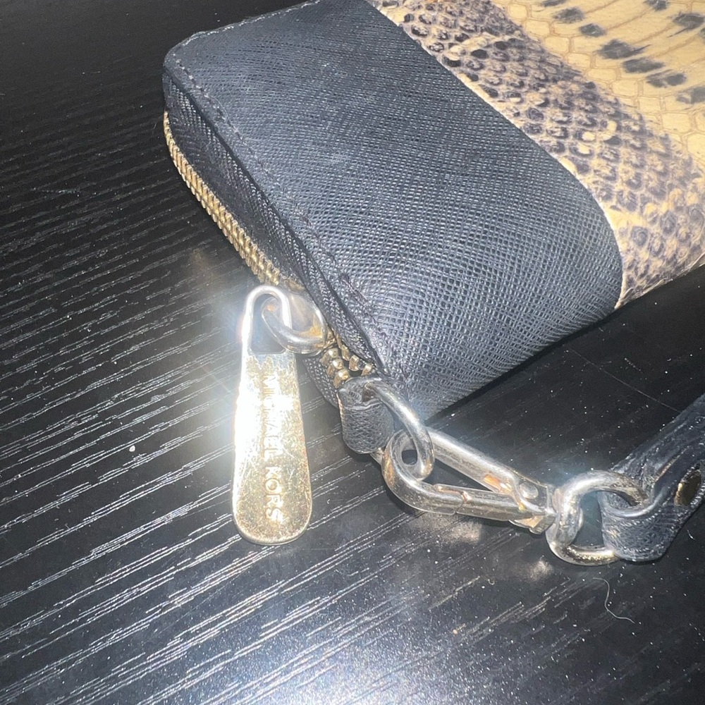 Michael Kors Black and Tan Snake Print Clutch - Picture 4 of 9